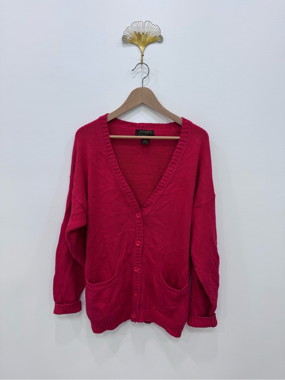 Vintage Eddie Bauer Cozy Knit Cardigan Button Down Sz Large unisex Red